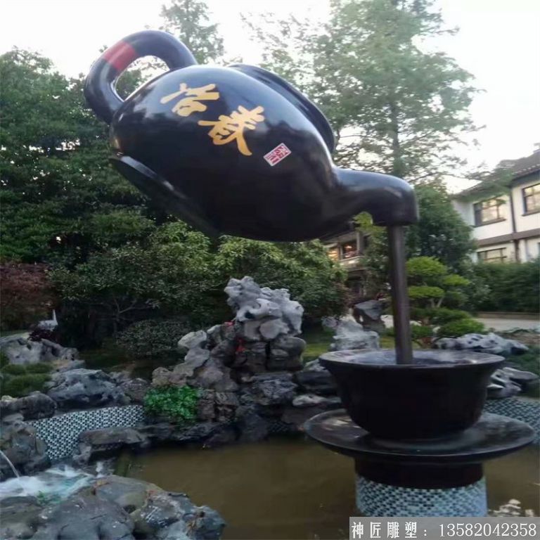 景區(qū)玻璃鋼噴泉壺雕塑廠家